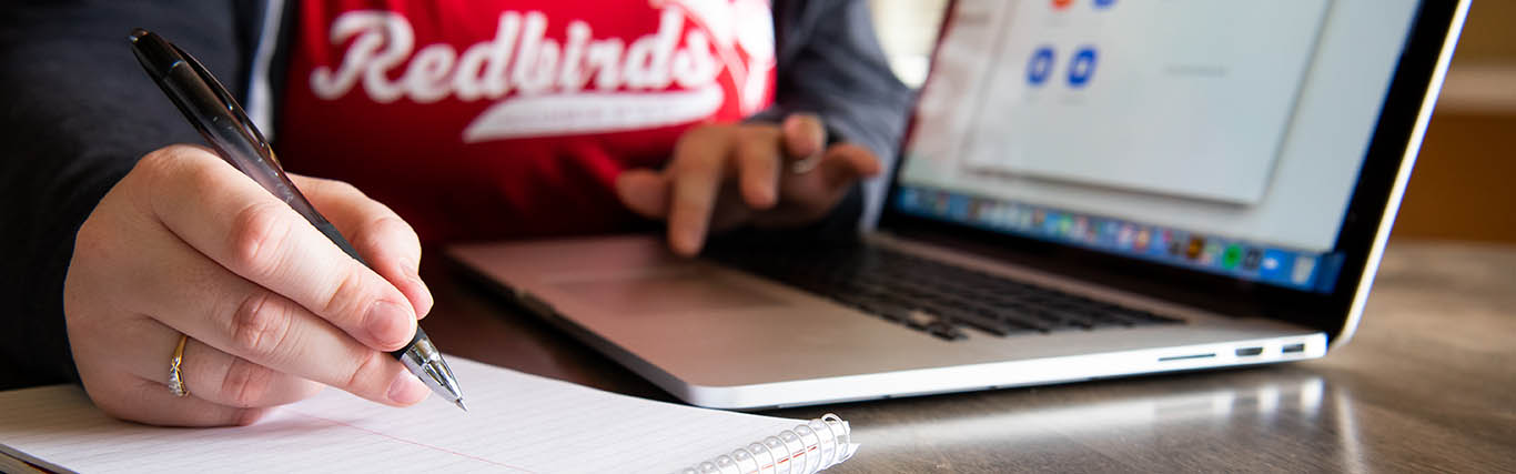 Redbird student working on a laptop