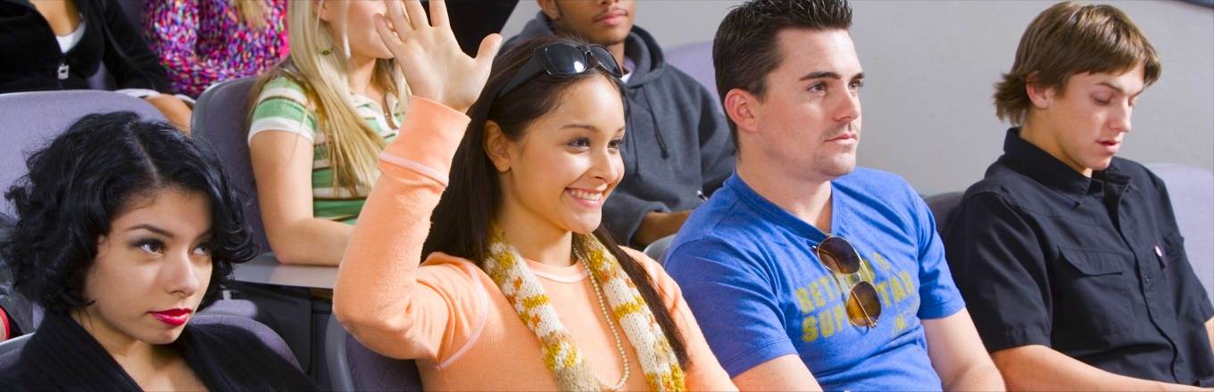 Eager students in class